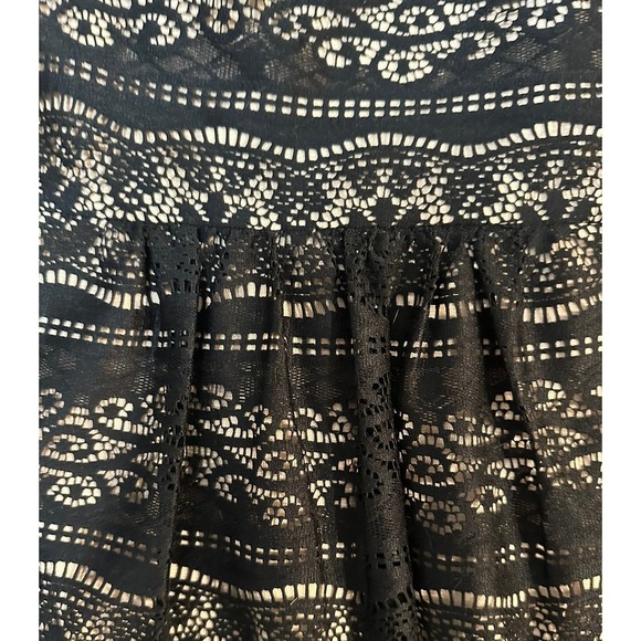 ECI Lace Blouse‎ Women 6 Black Empire Waist Short Sleeve Scoop Neck Whimsigoth - Picture 13 of 16